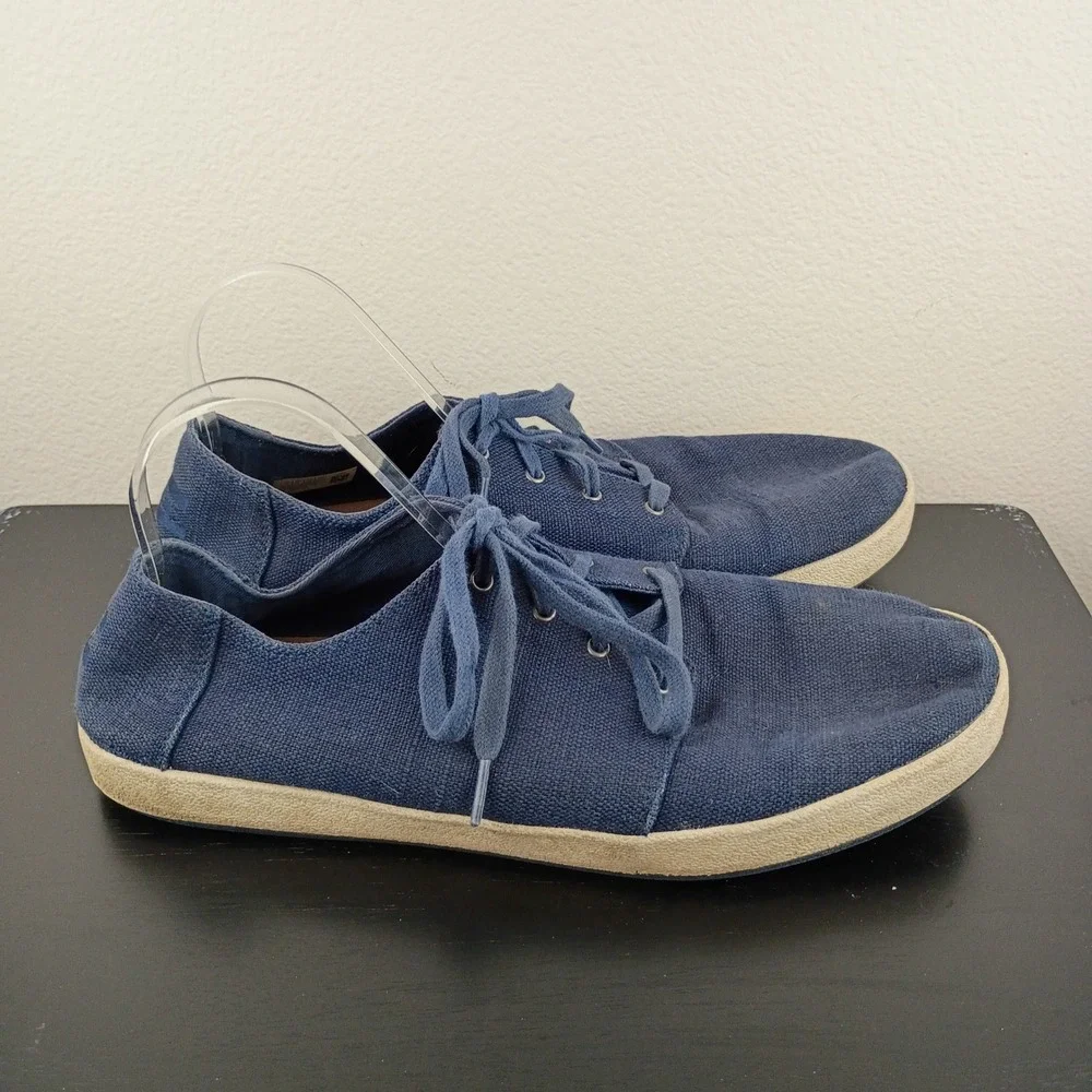 TOMS Mens Paseo Low Top Sneakers Navy Blue Canvas Lace Up Shoes Size 13